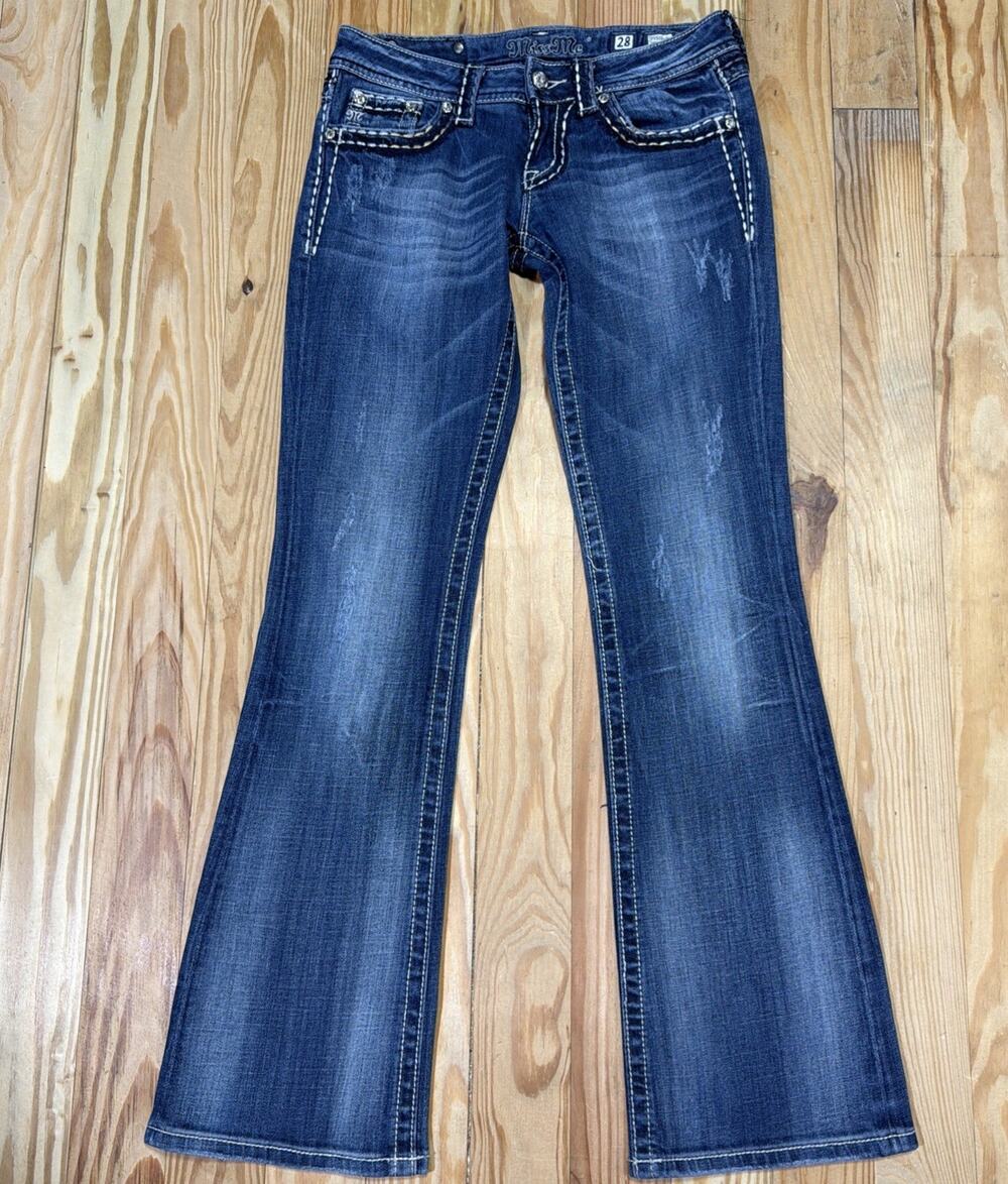 Miss Me Women's Bootcut Jeans Size 28 JPS501416L Blue Saddle Stitch